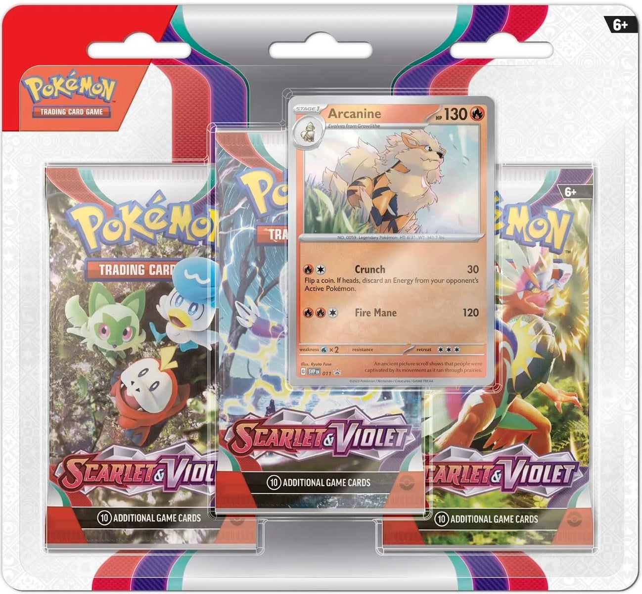 Scarlet and Violet 3 Pack Blister Arcanine [SV1]